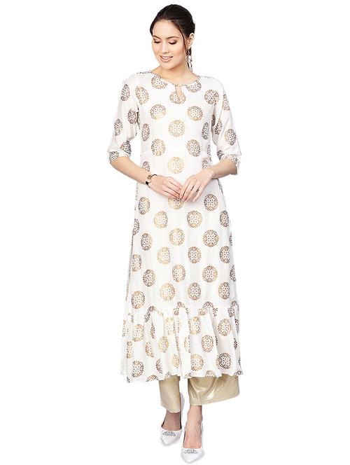 foil printed a-line kurta - 16543102 - Very Small Image - 1