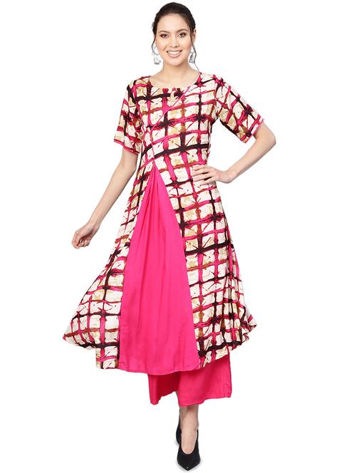 geometric print a-line kurta - 16543106 - Very Small Image - 1