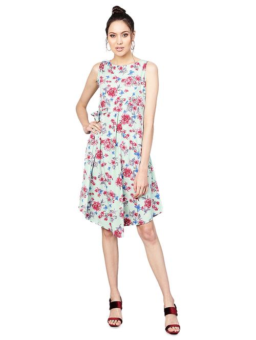 tie knot floral a-line dress - 16543111 - Very Small Image - 1