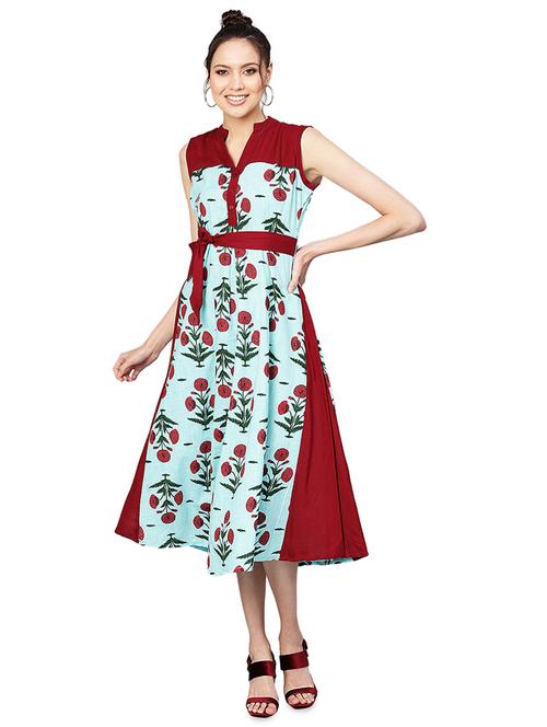 tie knot floral a-line dress - 16543117 - Very Small Image - 1
