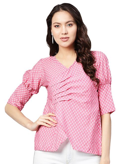 puff sleeved pleated floral top - 16543129 - Very Small Image - 1