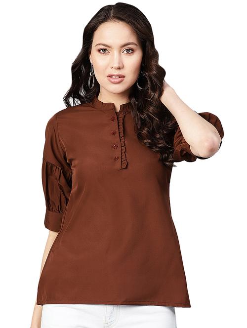 frill trim bishop sleeved top - 16543140 - Very Small Image - 1