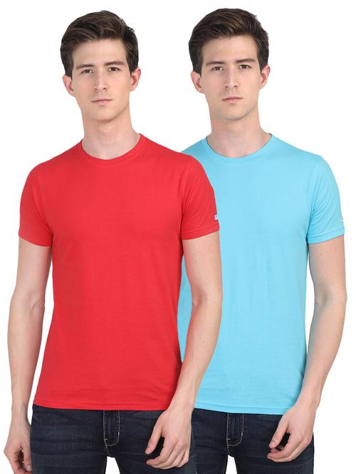 red and blue solid t-shirt combo - 16543153 - Very Small Image - 1