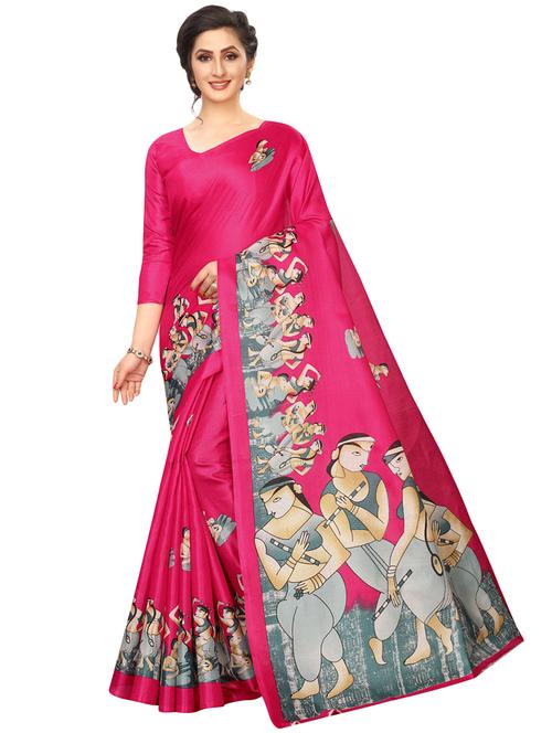 conversational printed saree with blouse - 16543301 - Very Small Image - 1