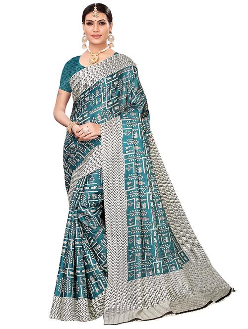conversational printed saree with blouse - 16543310 - Very Small Image - 1