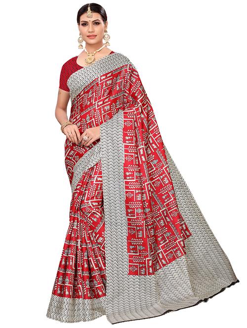 conversational printed saree with blouse - 16543312 - Very Small Image - 1