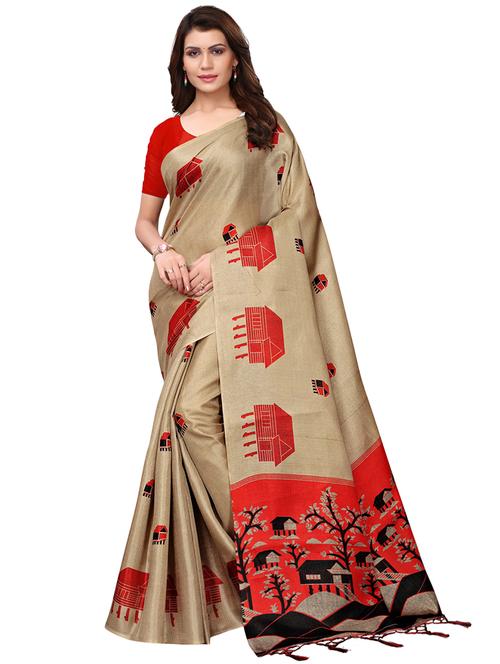 conversational printed saree with blouse - 16543321 - Very Small Image - 1