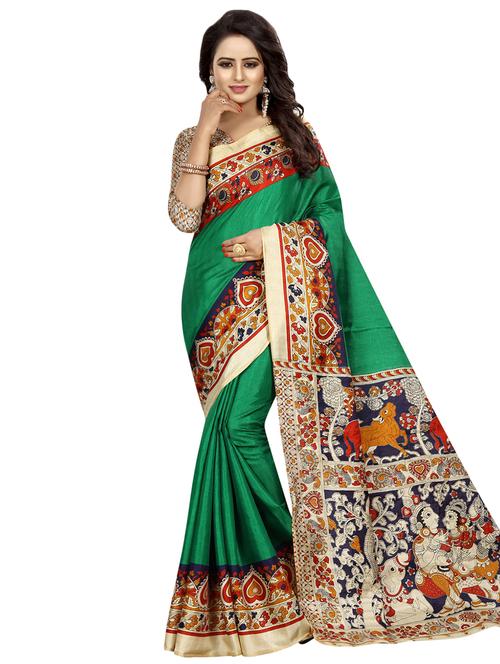 kalamkari printed saree with blouse - 16543345 - Very Small Image - 1