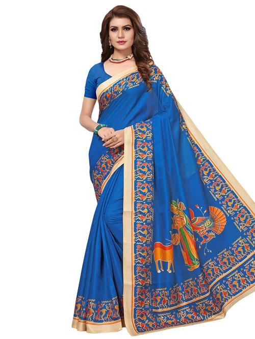 conversational printed saree with blouse - 16543352 - Very Small Image - 1