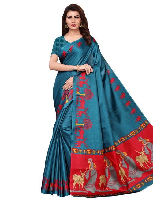 conversational printed saree with blouse - 16543360 - Very Small Image - 1