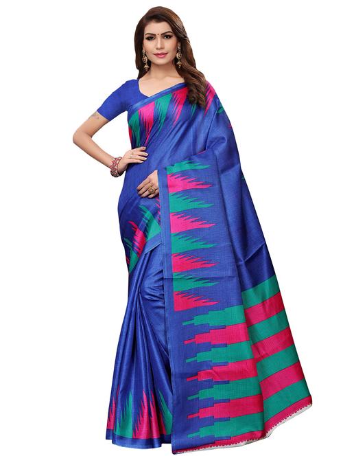 ikat printed saree with blouse - 16543382 - Very Small Image - 1