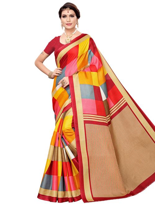 geometric printed saree with blouse - 16543385 - Very Small Image - 1