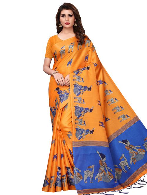 conversational printed saree with blouse - 16543387 - Very Small Image - 1