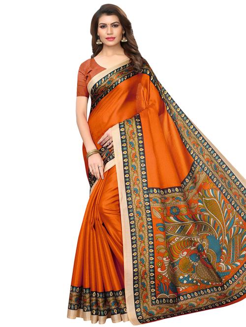 kalamkari printed saree with blouse - 16543404 - Very Small Image - 1