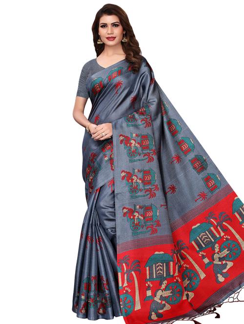 conversational printed saree with blouse - 16543435 - Very Small Image - 1
