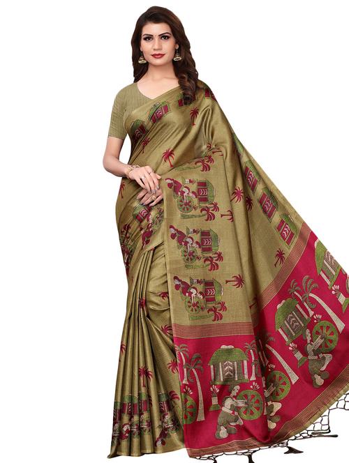 conversational printed saree with blouse - 16543436 - Very Small Image - 1