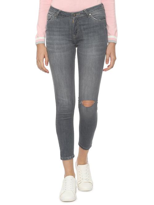 high rise knee slit jeans - 16544260 - Very Small Image - 1
