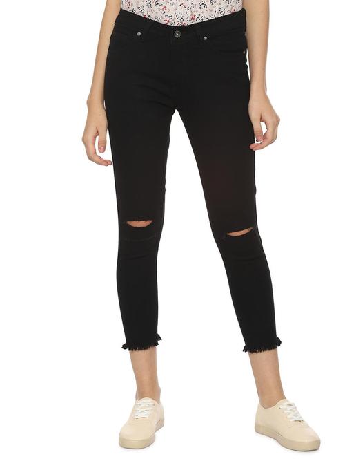 frayed hem knee slit jeans - 16544261 - Very Small Image - 1