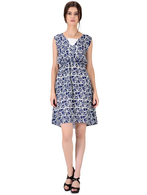 v-neck abstract a-line dress - 16544500 - Very Small Image - 1