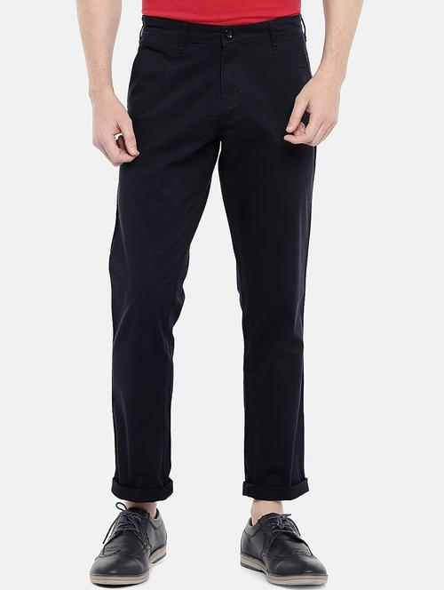 navy blue solid chinos - 16544892 - Very Small Image - 1