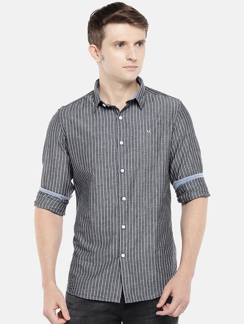 grey vertical striped casual shirt - 16544915 - Very Small Image - 1