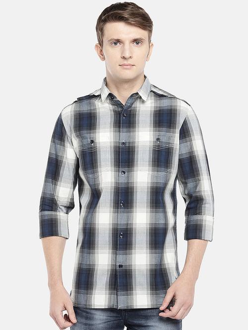 grey checkered casual shirt - 16544917 - Very Small Image - 1