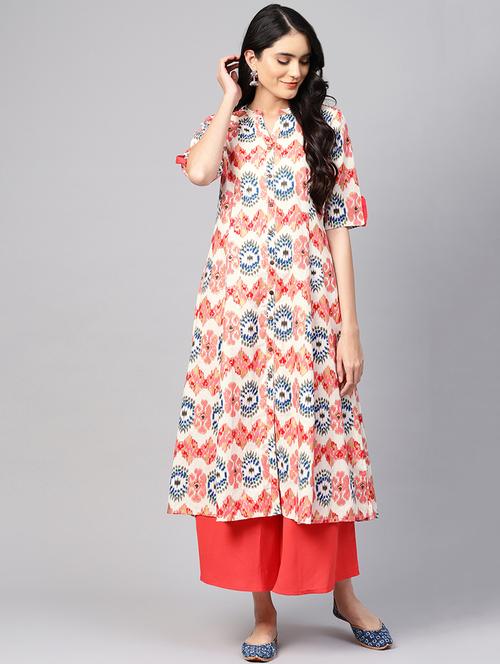 ikkat printed a-line kurta - 16544977 - Very Small Image - 1