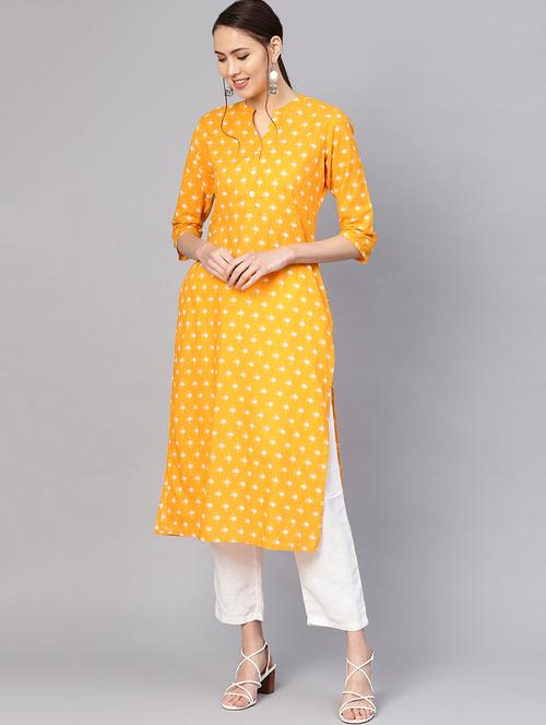 ikkat printed straight kurta - 16544996 - Very Small Image - 1