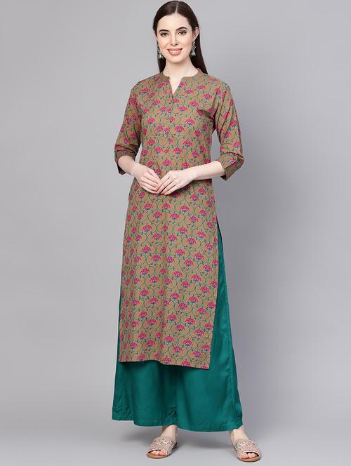 floral printed straight kurta - 16545004 - Very Small Image - 1