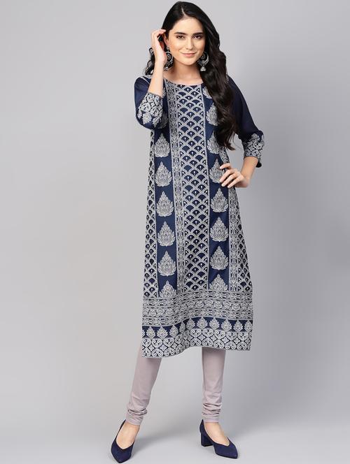 chikankari silk blend straight kurta - 16545005 - Very Small Image - 1