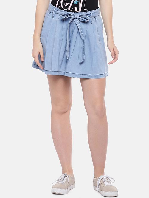 tie knot pleated denim short - 16545037 - Very Small Image - 1