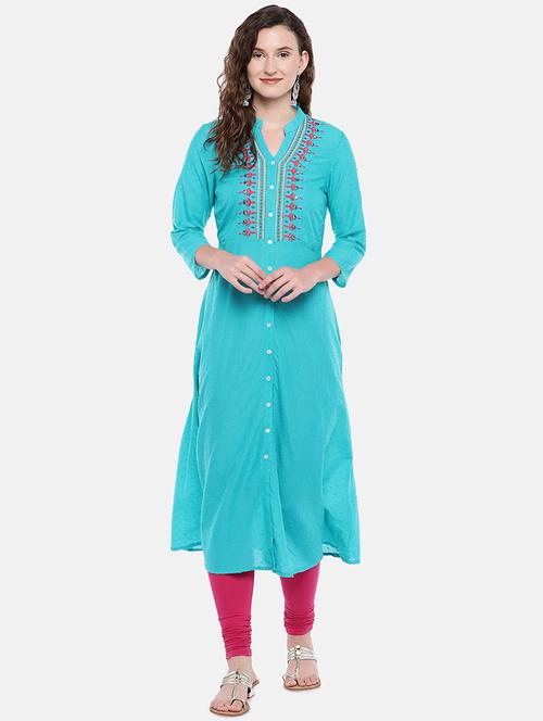 embroidered a-line kurta - 16545090 - Very Small Image - 1