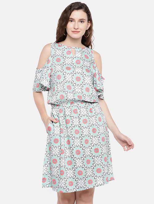 cold shoulder floral blouson dress - 16545182 - Very Small Image - 1