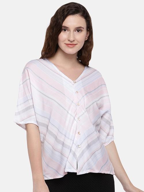 v neck striped shirt - 16545222 - Very Small Image - 1