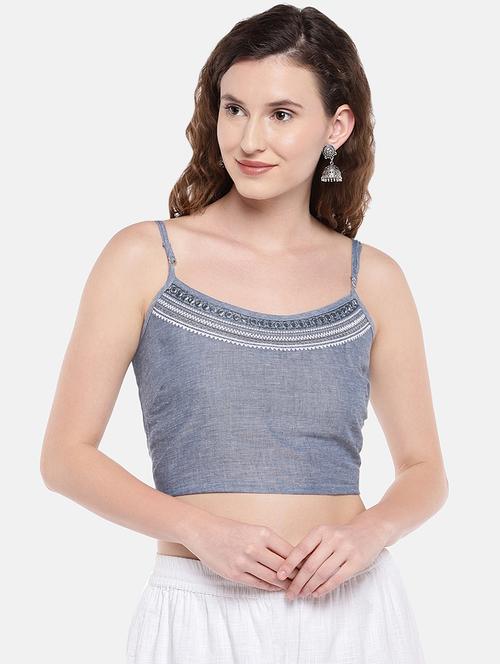 embroidered solid blouse - 16545238 - Very Small Image - 1
