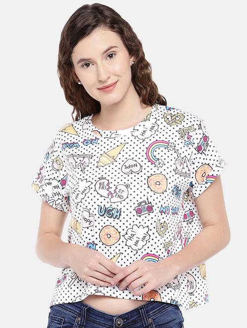 round neck quirky print tee - 16545240 - Very Small Image - 1