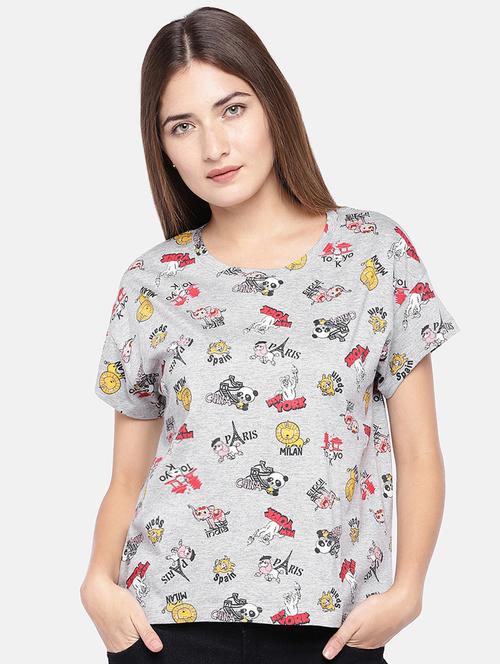 drop shoulder quirky print tee - 16545241 - Very Small Image - 1