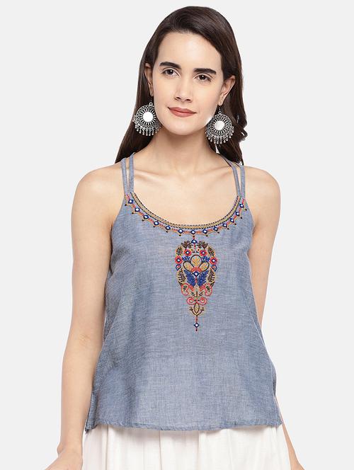 embroidered regular top - 16545263 - Very Small Image - 1