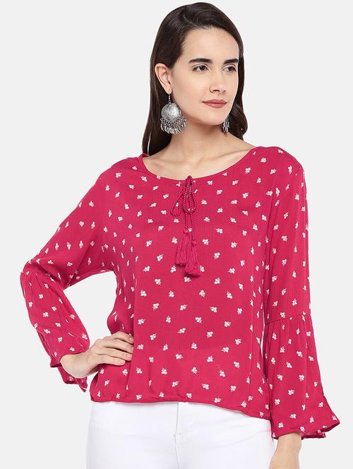 tassel tie up floral top - 16545312 - Very Small Image - 1