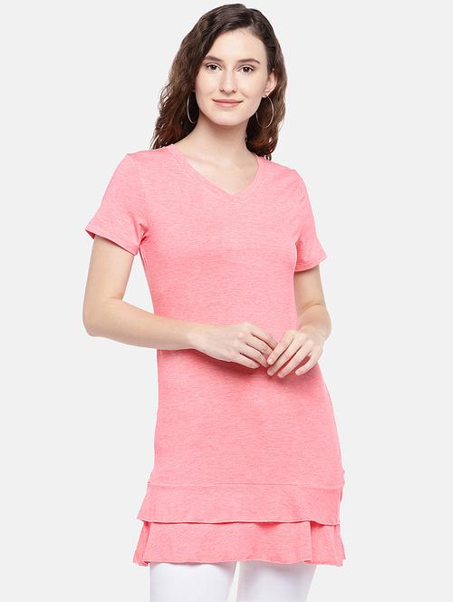 v neck ruffled solid tunic - 16545321 - Very Small Image - 1