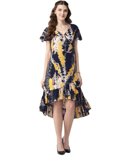 gathered hem floral wrap dress - 16545736 - Very Small Image - 1