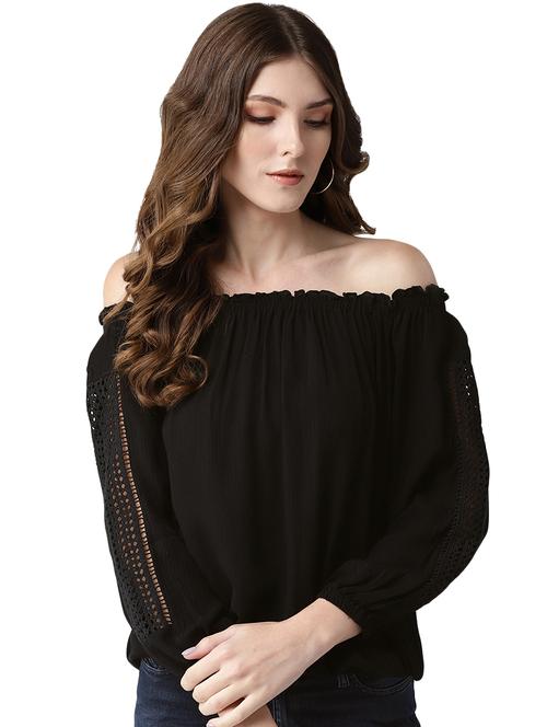 off shoulder lace detail top - 16545751 - Very Small Image - 1