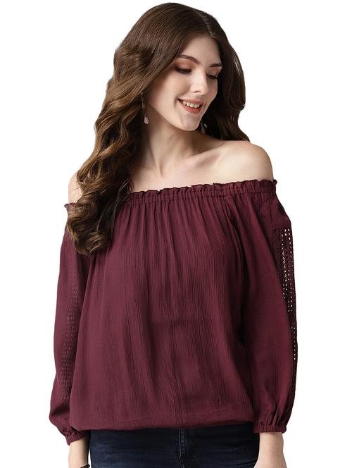 off shoulder lace detail top - 16545752 - Very Small Image - 1
