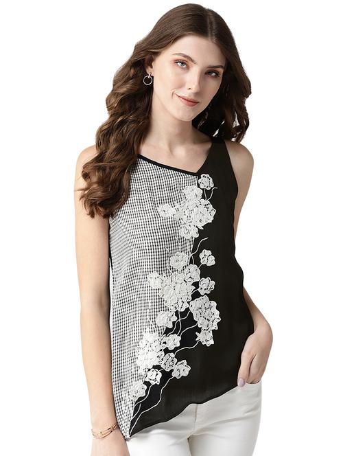 lace detail asymmetric top - 16545762 - Very Small Image - 1