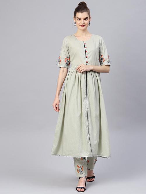 solid kurta pant set - 16546086 - Very Small Image - 1