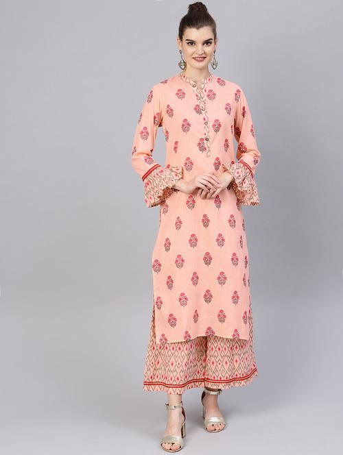 floral kurta palazzo set - 16546097 - Very Small Image - 1