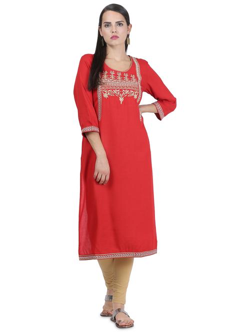 embroidered straight kurta - 16546256 - Very Small Image - 1