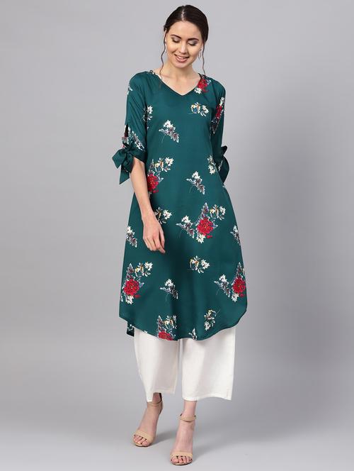 floral printed straight kurta - 16546566 - Very Small Image - 1