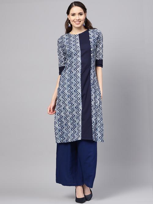 chevron straight kurta - 16546581 - Very Small Image - 1