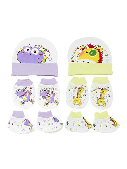 multi colored baby mittens,bootie and cap set - 16546641 - Very Small Image - 1